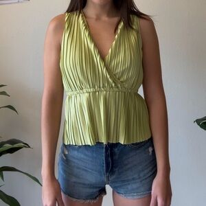 Vintage Lime Green Pleated Tank